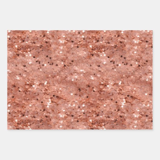 3D-look Roos Gold Glitter Sequins Inpakpapier Vel (Voorkant)