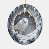 3D Look Sneeuw Uil Vogelland Kerstvakantie Keramisch Ornament (Links)