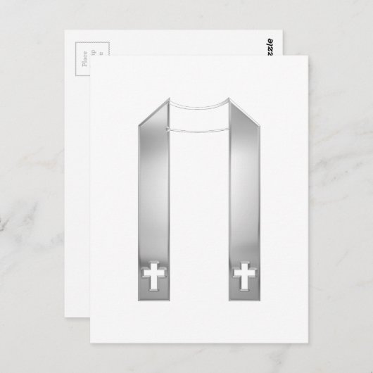 3D Look Zilveren Priesterstola Briefkaart (Voorkant / Achterkant)
