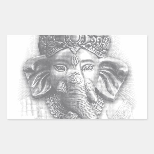 3d Lord Ganesha - Om Rechthoekige Sticker (Voorkant)