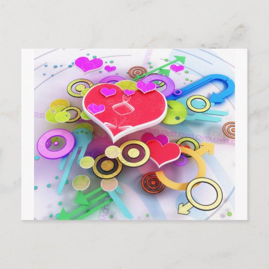 3d Love Heart Briefkaart (Voorkant)