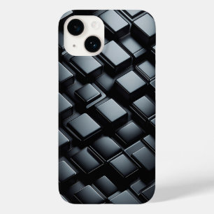 3D Luxe Zwart Metallic Hoesje - Strak Donker