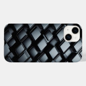 3D Luxe Zwart Metallic Hoesje - Strak Donker (Achterkant (horizontaal))