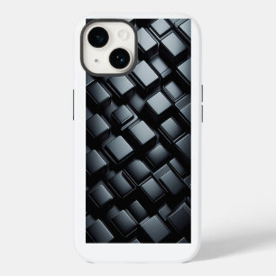 3D Luxe Zwart Metallic Hoesje - Strak Donker iPhone 14 Hoesje