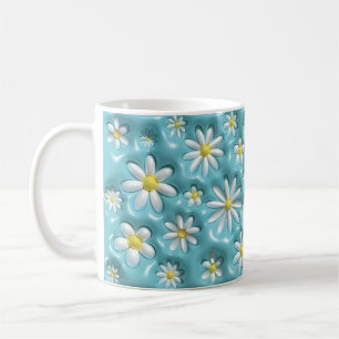 3D Madeliefjes Bloem Mok – Cute Blauwe Aesthetic K