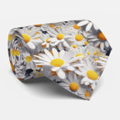 3D madeliefjes wit en geel Stropdas (Opgerold)