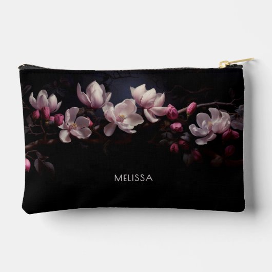 3D Magnolia Black Background Etui (Achterkant)