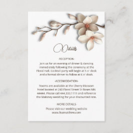 3D Magnolia Bloemen Witte Details Envelopkaart Informatiekaartje