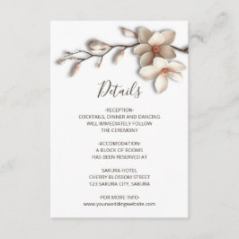 3D Magnolia Bloemen Witte Details Informatiekaartje