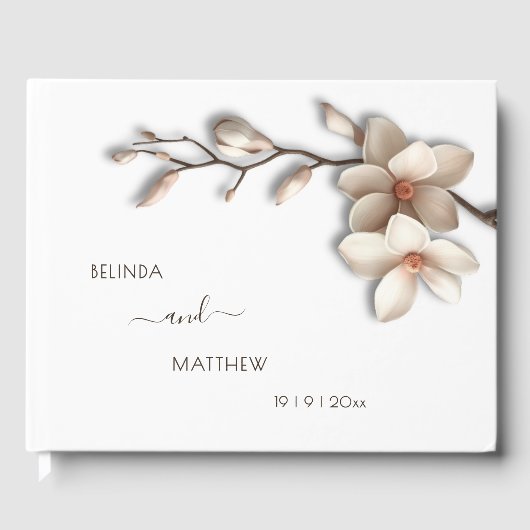 3D Magnolia Flower | Wedding Gastenboek (Voorkant)