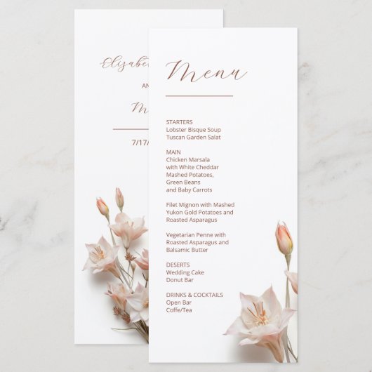 3D Magnolia Flowers Menu (Voorkant / Achterkant)
