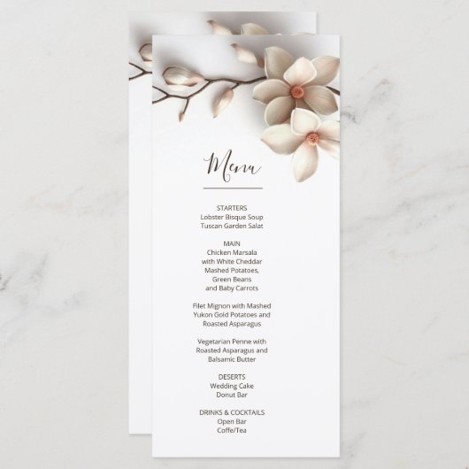 3D Magnolia Flowers Menu (Voorkant / Achterkant)
