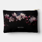 3D Magnolia Zwarte Achtergrond Etui (Achterkant)