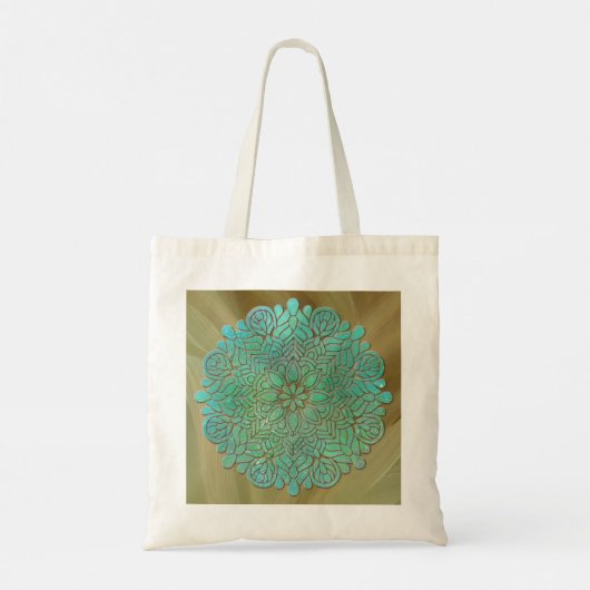 3D Mandala Meditatie Yoga kleurrijke achtergrond Tote Bag (Achterkant)