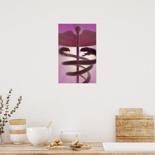 3d medische kaduceus poster (Keuken)