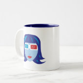 3D-meisje Tweekleurige Koffiemok (Voorkant links)