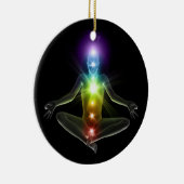 3d mens in yoga pose met chakras keramisch ornament (Rechts)