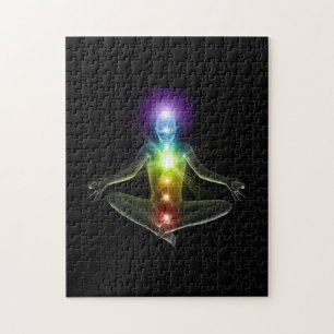 3d mens in yoga pose met chakras legpuzzel