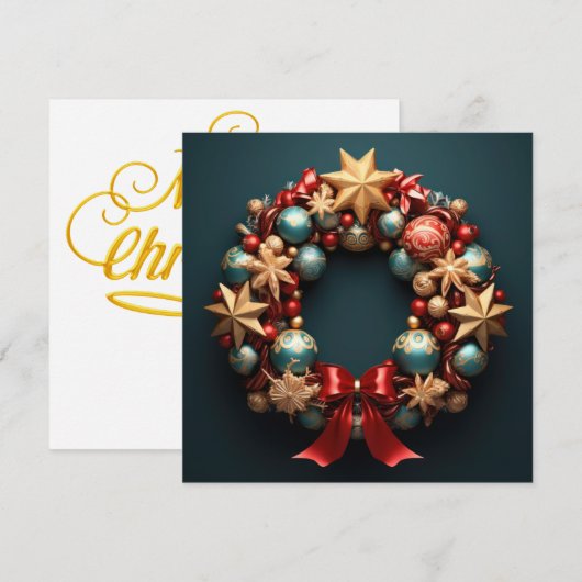 3D Merry Christmas Wreath Kaart (Voorkant / Achterkant)