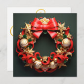 3D Merry Christmas Wreath Kaart (Voorkant / Achterkant)