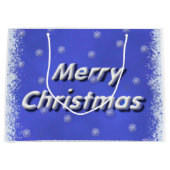 3D Merry Kerstblauw, voorzijde Groot Cadeauzakje (Voorkant)