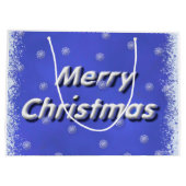 3D Merry Kerstblauw, voorzijde Groot Cadeauzakje (Achterkant)