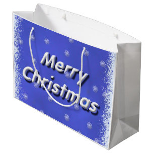 3D Merry Kerstblauw, voorzijde Groot Cadeauzakje