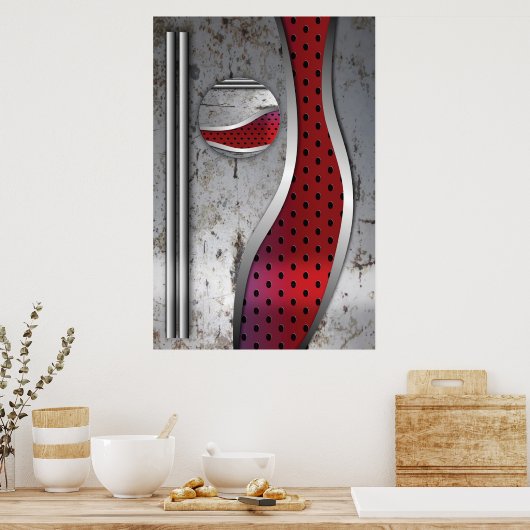 3D Metaal getextureerde Art Poster (Keuken)