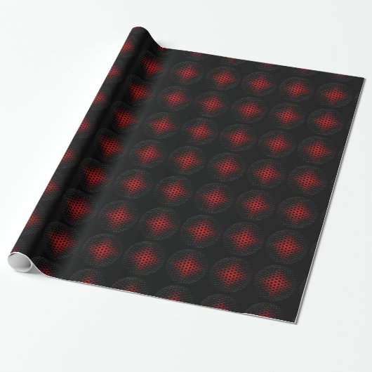 3D Metaal Orb Patroon (zwart-wit) Cadeaupapier (Uitgerold)