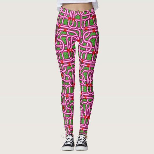 3D Metallic geweven buizen Leggings (Voorkant)