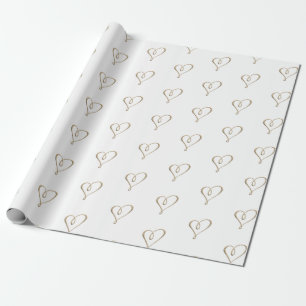3D Metallic Gold Heart Weddenschap Jubileum Cadeaupapier