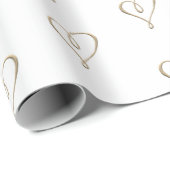 3D Metallic Gold Heart Weddenschap Jubileum Cadeaupapier (Rol Hoek)