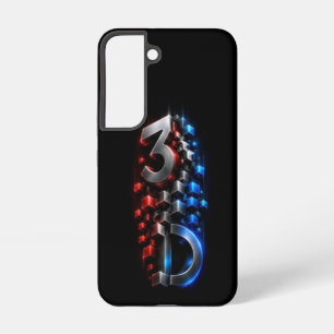 3D Metallic Minimal - Ultra Smalle Rode Blauwe Kub Samsung Galaxy Hoesje