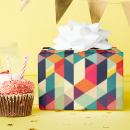 3D Mid Century Modern Geometrisch Patroon Kleurrij Cadeaupapier