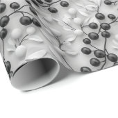 3D Mistletoe Patroon met Bladcontouren Cadeaupapier (Rol Hoek)