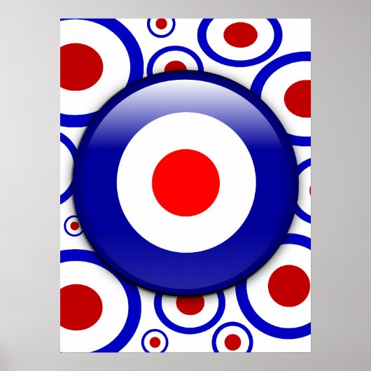 3d Mod Target on sixties  poster print (Voorkant)