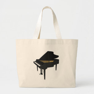 3D-model: Black Grand Piano: Grote Tote Bag
