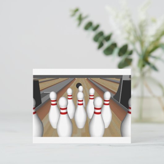 3D-model: Bowling Pins op Lane: Briefkaart (Staand voorkant)