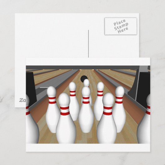 3D-model: Bowling Pins op Lane: Briefkaart (Voorkant / Achterkant)