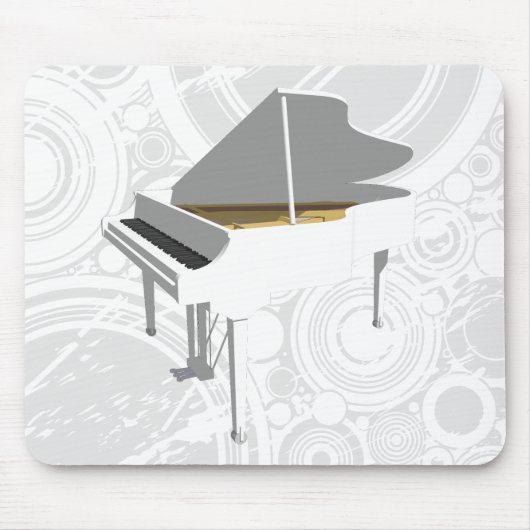 3D-model: White Grand Piano: Mousepad Muismat (Voorkant)