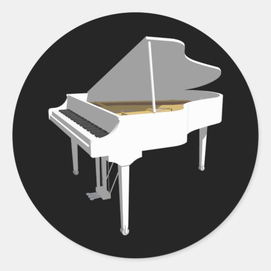 3D-model: White Grand Piano: Ronde Sticker (Voorkant)