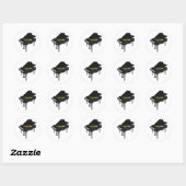 3D-model: zwarte Grand Piano: Ronde Sticker (Vel)