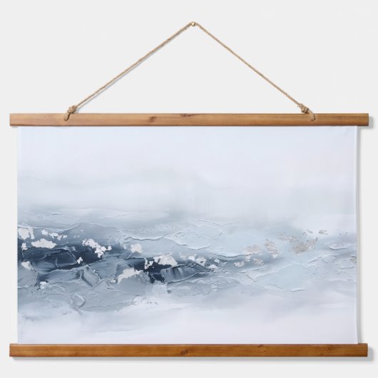 3D Moderne Abstracte Impasto Gletsjer Zilver Folie Hangend Wandkleed (Voorkant)