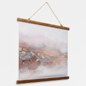 3D Moderne Abstracte Impasto Roze Gouden Blush Dec Hangend Wandkleed (Gebogen)