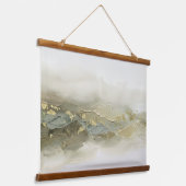 3D Moderne Abstracte Impasto Sage Goud Decoratie Hangend Wandkleed (Gebogen)