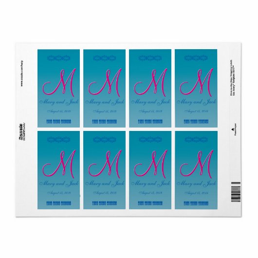 3d Monogram Blauw Water Etiket (Full Sheet)