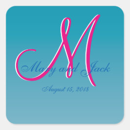 3d Monogram Blauw Water Ronde Sticker