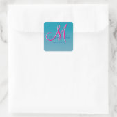 3d Monogram Blauw Water Ronde Sticker (Tas)