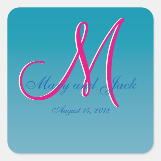 3d Monogram Blauw Water Ronde Sticker (Voorkant)