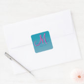 3d Monogram Blauw Water Ronde Sticker (Envelop)